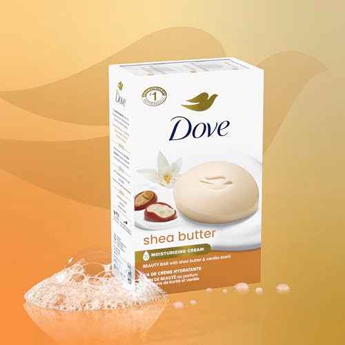 Dove Beauty Bar Soap Shea Butter, 8 Bars for Nourished, Radiant Skin, Enriches Skin 3.75 oz