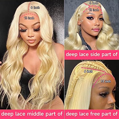 613 Lace Front Wig Human Hair 13x6 Transparent Lace, 613 Body Wave Lace Front Wig Human Hair, 200% Density Lace Front Wigs Pre Plucked with Natural Hairline (26 Inch)