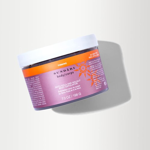 SUNDARI Gotu Kola and Walnut Exfoliator, 7 Fl Oz, Herbal Body Scrub, Firms and Revitalizes Skin, Lightly Foaming Formula, Sweet and Spiced Scent