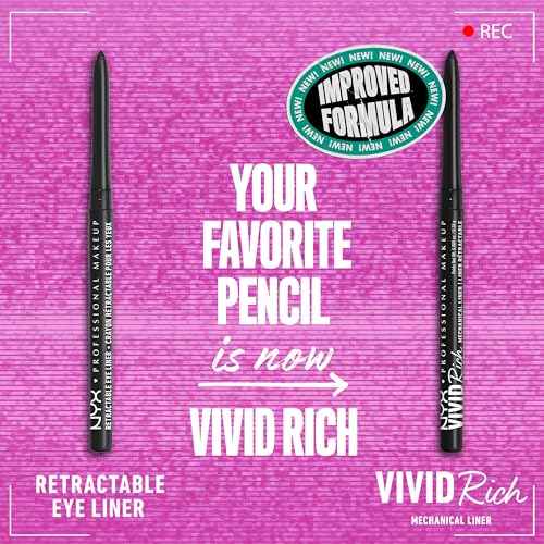 NYX PROFESSIONAL MAKEUP Mechanical Eye Pencil,Vivid Rich Mechanical, Creamy Retractable Eyeliner - Always Onyx, Black Eyeliner