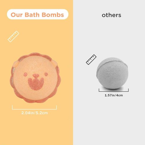 SHUCHING 14 Pcs Brown Lion Bath Bombs with Surprise Inside, Natural and Organic Bubble Bath Fizzy Balls, Birthday Christmas Gifts Set