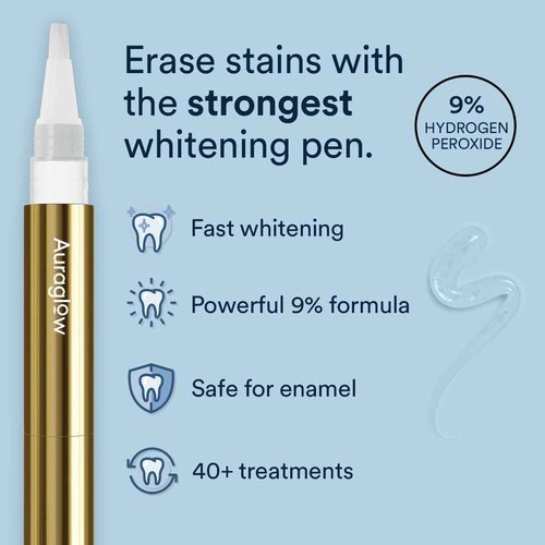 Auraglow Teeth Whitening Kit & Extra Strength Whitening Pen
