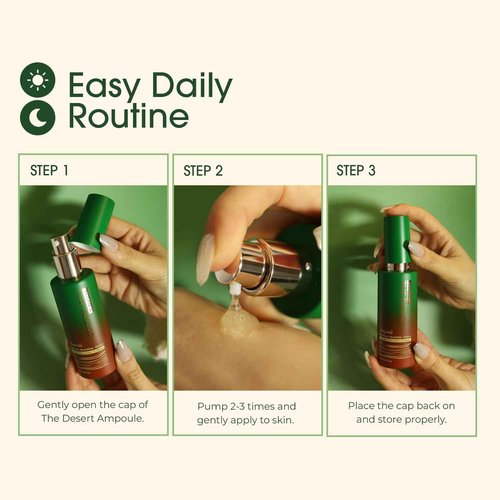 Vegan J. The Desert Ampoule | Intensive Hydration with MoistOasis | 82% Oasis-Plant Complex | Korean Skincare | Kbeauty | Vegan (47ml)