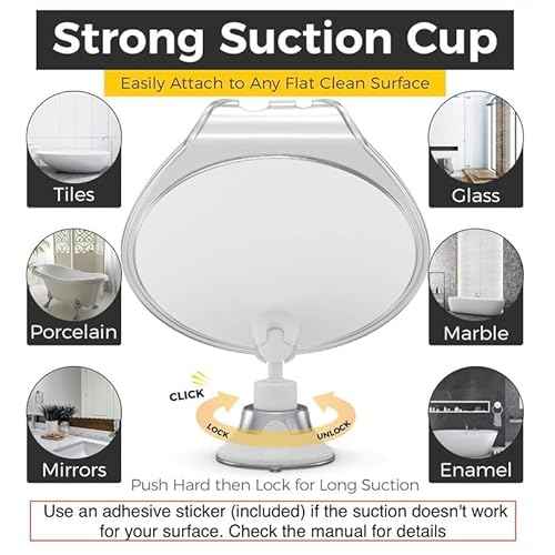 HONEYBULL Fogless Shower Mirror with Suction Mount & Swivel ? Anti-Fog Acrylic Bathroom Mirror for Shaving ? Built-in Razor Holder, Easy Install, Home Shower Accessory (White)