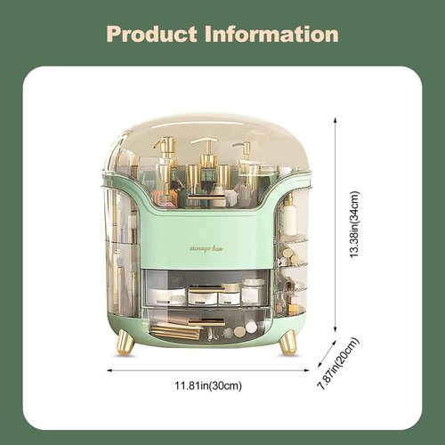 Ergocar Portable Light Luxury Series Multi-Function Lipstick, Make Up Box Dustproof Cosmetics Skin Care Products Storage, Jewelry Organizer Case - Green