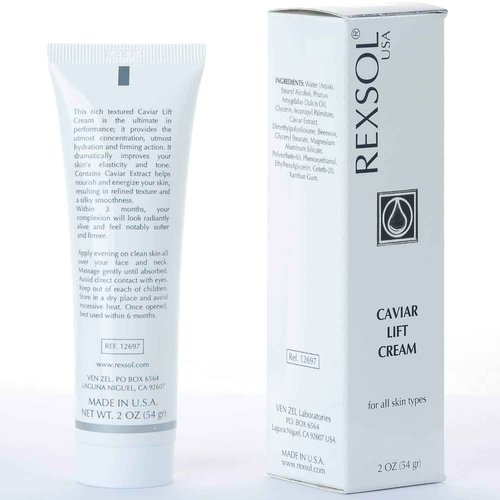 REXSOL Caviar Lift Cream | Contains Prunus Amygdalus Dulcis Oil, Glycerin, Beeswax & Caviar Extract | Improves your skin’s elasticity and tone| Utmost hydration and firming action(54 gr/2 fl oz)