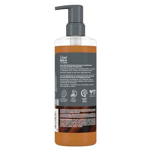DOVE MEN + CARE 2-in-1 Shampoo + Conditioner Sandalwood & Cardamom Oil for Thick & Full Hair, + Vitamin B3 & Mineral Complex, 17.5 oz