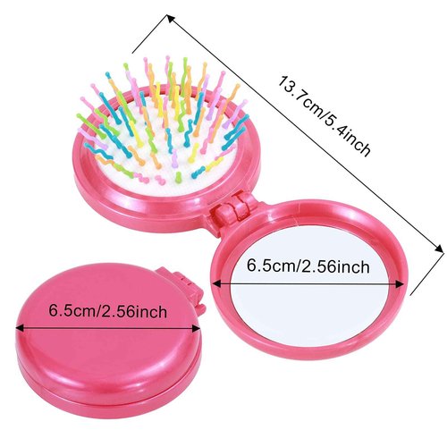 ONLYFU 18 Pcs Folding Travel Mirror Hair Brushes Round Folding Pocket Hair Brush Mini Portable Compact Hair Brush with Mirror for Women Girls