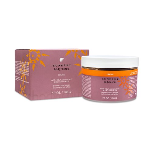 SUNDARI Gotu Kola and Walnut Exfoliator, 7 Fl Oz, Herbal Body Scrub, Firms and Revitalizes Skin, Lightly Foaming Formula, Sweet and Spiced Scent