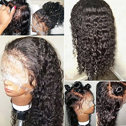 JYZ Burmese Curly Hair Lace Front Wigs Human Hair 180% Density Pre Plucked Bleached Knots with Baby Hair 13X4 HD Lace Brazilian Wet Raw Human Hair Wigs 14 Inch Free Part Natural Color