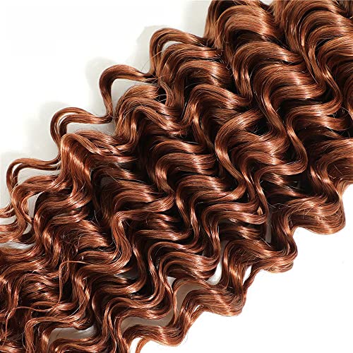 Color #30 Brown Bundles Human Hair Deep Wave 3 Bundles 18 18 18 Inch Unprocessed Brazilian Virgin Remy Light Brown Deep Wave Bundle Human Hair Extensions