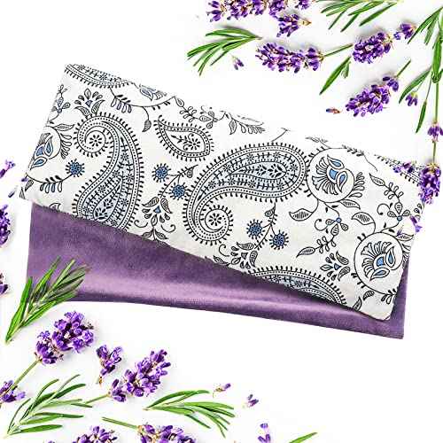 Lavender Eye Pillow for Relaxation, Yoga, Sleep ? Weighted Eye Mask for Headache, Sinus, Aromatherapy Moist Heat Compress, Meditation Accessory, Relaxation Gift for Women (Purple)