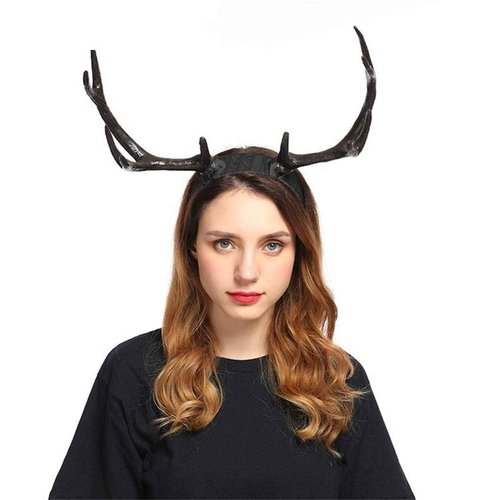Handmade Gothic Steampunk Deer Antlers Headband Retro Headpiece Hallowmas Christmas Cosplay Photo props Hair Accessories (Black)