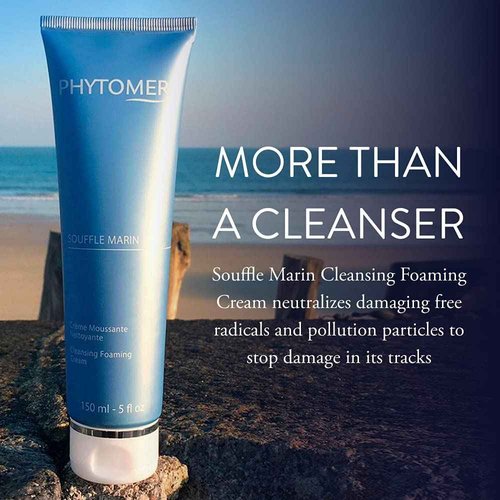 PHYTOMER Souffle Marin Foaming Facial Cleanser Cream | Moisturizing Face Wash Renews Dull Skin | Gentle, Light-as-Air Foaming Exfoliator | Natural Ingredients, Sustainable & Eco-Friendly | 150 ml