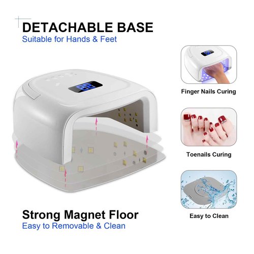 UV LED Nail Lamp,60W Professional Rechargeable UV LED Nail Dryer for Gel Nail Polish Dryer Fast Curing Lamp, 4 Timer Settings Gel Nail Lights for Auto Sensor Nail Machine (White)