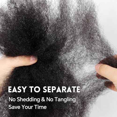 Afro Kinkys Bulk Human Hair -100% Real Human Hair for Mini Twist, Braiding, Loc Extensions & Crochet, Kinky Curly Hair Bundles, Natural Afro Bulk for Dreadlocks(1B, 18 Inch(Pack of 1))
