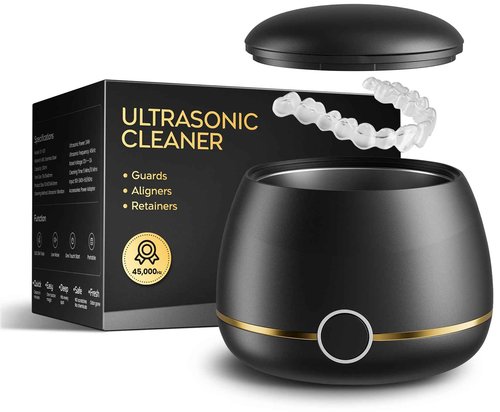 Dental Ultrasonic Retainer Cleaner Machine: Nicwell 200ML Dental Cleaning Pod for Denture, Mouth Guard, Night Guard, Braces, Tray, Aligner 45kHz Cleaner with Protection Design & Digital Timer