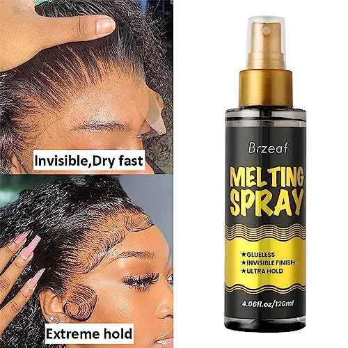 Brzeaf Lace Melting Spray and Holding Spray(120ml), Extreme Hold & Glueless, Melting Spray for Lace Wigs, Strong Natural Finishing Hold, Dries Quickly, Wig Melting Spray & Hair Adhesive for Wigs