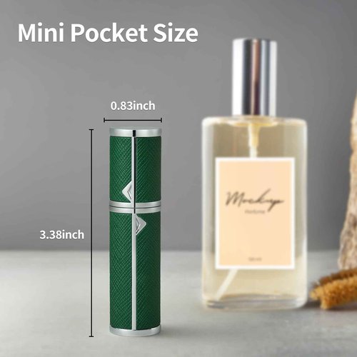 2pcs Travel Perfume Bottle Refillable, Cologne Travel Size Atomizer Bottle,Refill Perfume Dispenser Container,Mini Spray Pump Scent Case For Men And Women, 5ml (Dark Green & Orange)