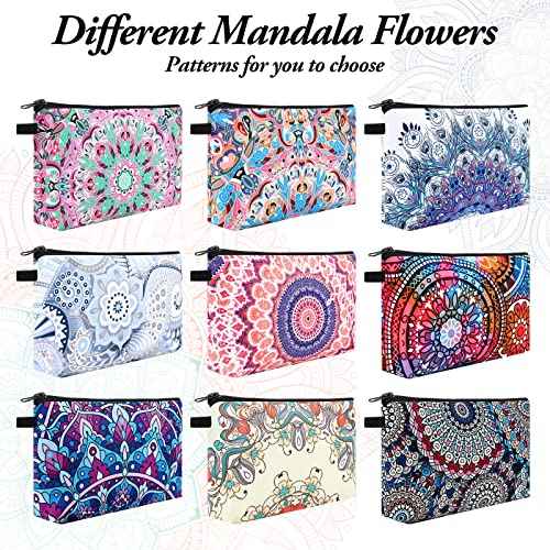 Kajaia 30 Pcs Makeup Bags Bulk Cosmetic Bag Graduation Gifts Mandala Flower Pouches Portable Zipper Makeup Pouch Waterproof Travel Toiletry Bag for Women Teacher Birthday Thanksgiving Christmas Gifts