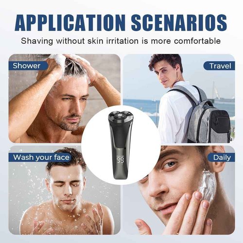 Snapbuy Electric Razor for Men,Snapbuy Electric Razor Pro of Father,4D Floating Head Rotary Shaver, Ipx7 Waterproof Cordless Shaver,with LED Display & Quiet Motor,Fast Charging (Black)