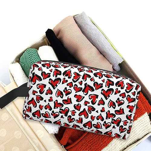 Travel Toiletry Bag Abstract Heart Pattern Personalized Travel Makeup Bag Large Capacity with Zipper Multi-Style Portable,Women and Men Gift Idea Travel Cosmetic Bag