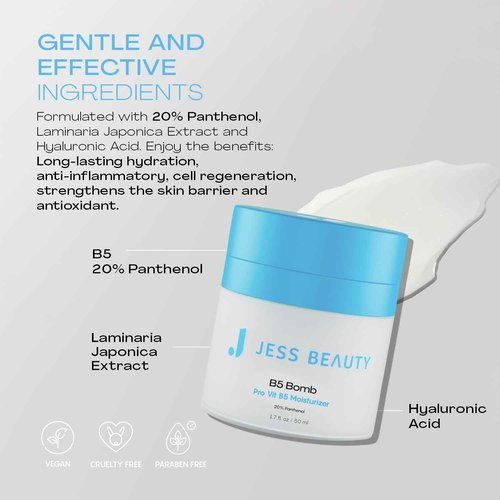 JESS BEAUTY | B5 Bomb Pro Vit B5 Face Moisturizer | Panthenol Cream Skin Care | Vegan Face Cream Skincare Hydration 50 ml