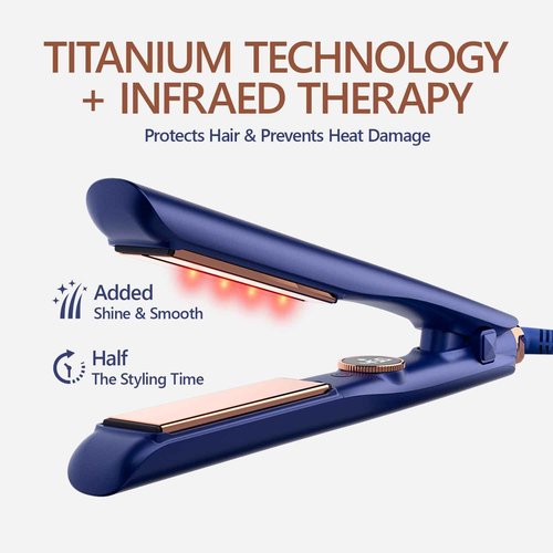 Titanium Flat Iron Hair Straightener | MIRACOMB Professional Straightening Iron Styler with Infrared Light for Straight and Smooth Styles|1" Premium 2 in 1 Styling Tool with Digital Heat Settings