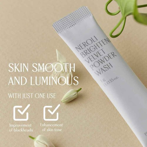 PINKWONDER Neroli Velvet Powder Wash (40EA), Neroli Extract and Enzyme Powder Face Cleansing, Mild Exfoliating, Hydrating and Glowing Skin, Travel Friendly, Korean Skincare