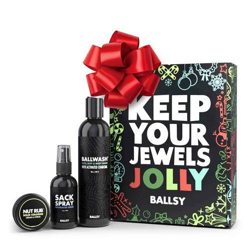 Ballsy Gift Set For Men, Jolly Jewels Pack, Includes Body Wash, Deodorizing Spray, and Cologne Rub, Men Hygiene Products, Mens Body Care, Ball Wash For Men Christmas Gift pack, Citrus & Cedar
