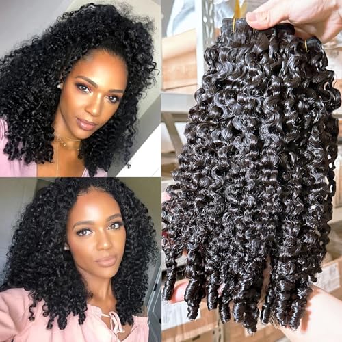 YMS 3C4A Burmese Curly Human Hair Bundles 24 Inch 1 Curly Bundles Human Hair Unprocessed Burmese Raw Hair Extension Real Human Hair 16A Natural Color Real Hair Weft Extensions with Spiral Curly End