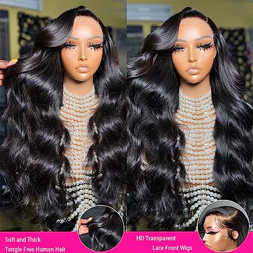 Holiden 200% Density 20 Inch Short Bob Wig Human Hair 13x4 HD Lace Front Wigs Straight Bob Lace Front Wigs Glueless (13x6 Body Wave Natural Black, 20 Inch)