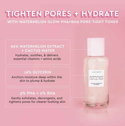 Glow Recipe Toner Duo - Glow Recipe PHA+BHA Pore Minimizer & Facial Exfoliator for Glass Skin - Tightening & Hydrating Skincare with Hyaluronic Acid (150 ml & 40 ml)