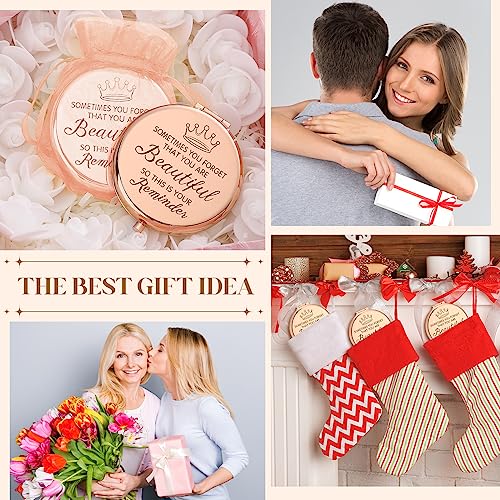 Dandat 25 Set Pocket Inspirational Compact Mirrors Bulk for Women Sometimes You Forget That You're Beautiful Magnifying Mirror Thank You Gifts Christmas Sisterhood Gifts for Women Girls Friends