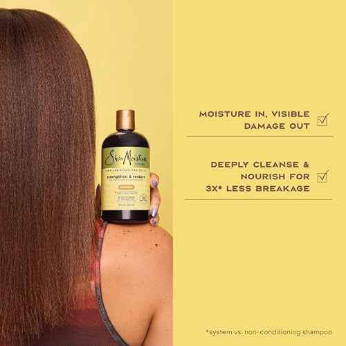 SheaMoisture Strengthen and Restore Shampoo Pure Jamaican Black Castor Oil for Damaged Hair To Cleanse and Nourish Hair 13 oz