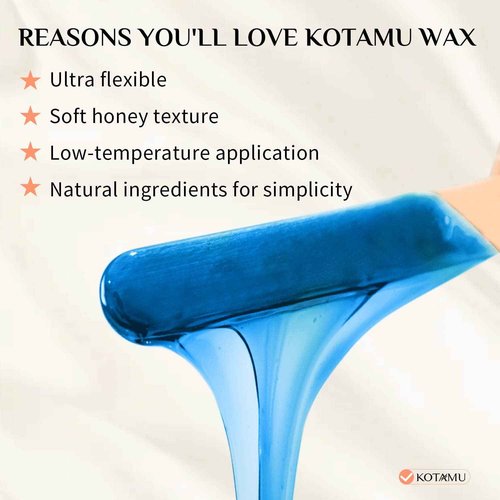 KOTAMU Waxing Kit - Wax Warmer for Hair Removal, Blue Hard Wax Beans 1lb for Brazilian Arms Armpit Back Body Bikini Wax at Home Salon for Women Men