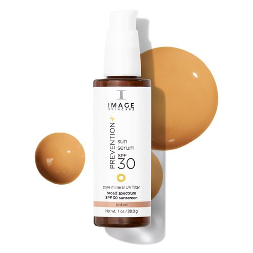 IMAGE Skincare, PREVENTION+ Sun Serum SPF 30 Mineral Sunscreen for Face, Non Comedogenic, Wear Under Makeup, Perfect Travel Size, Tinted 1.0 oz