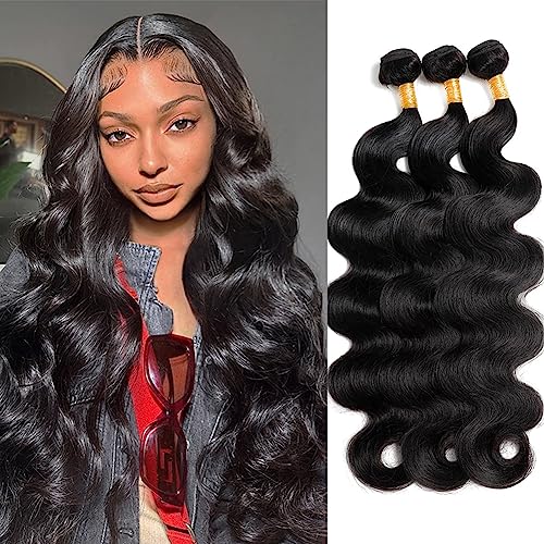 12A Human Hair Bundles 18 20 22 Inch Body Wave Bundles Human Hair 100% Unprocessed Brazilian Virgin Weave 3 Bundles Human Hair Extensions Natural Color