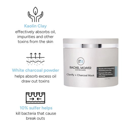Rachel Moayer Clarify & Charcoal Mask - Detoxifying Charcoal Face Mask for Blackheads & Pore Cleansing, Activated Charcoal Face Mask