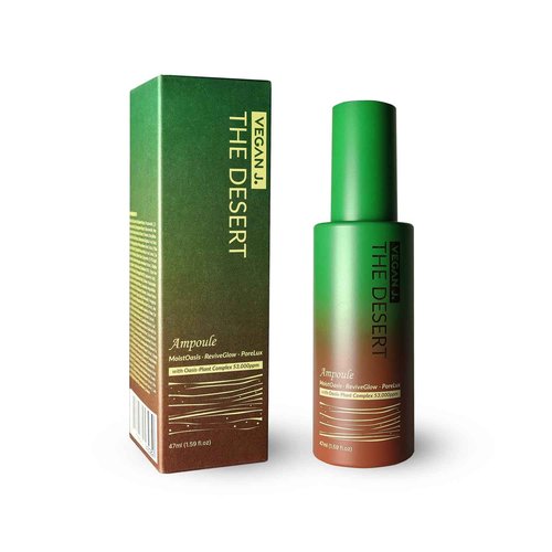 Vegan J. The Desert Ampoule | Intensive Hydration with MoistOasis | 82% Oasis-Plant Complex | Korean Skincare | Kbeauty | Vegan (47ml)