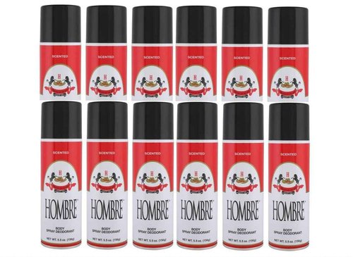 Hombre Red Deodorant Body Spray Classic for Men 5.5oz-156g (12 Pack)