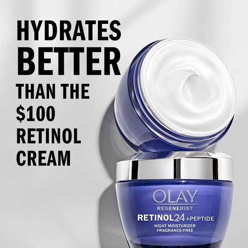 Olay Regenerist Vitamin C + Peptide 24 Brightening Face Moisturizer (1.7 Oz) and Retinol 24 Night Face Moisturizer (1.7 Oz) + 2 Travel Size Whip Face Moisturizers