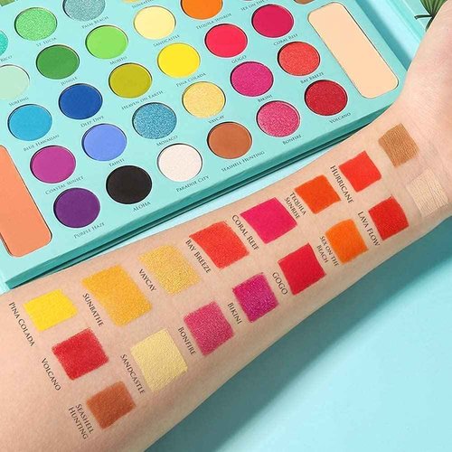 Docolor 15Piece Eye Makeup Brushes Set + 34 Colors Tropical Eeyshadow Palette Pigmented Matte Shimmer Metallic Blendable Soft Cream Powder Makeup Eye Shadow Palettes for Christmas Gift