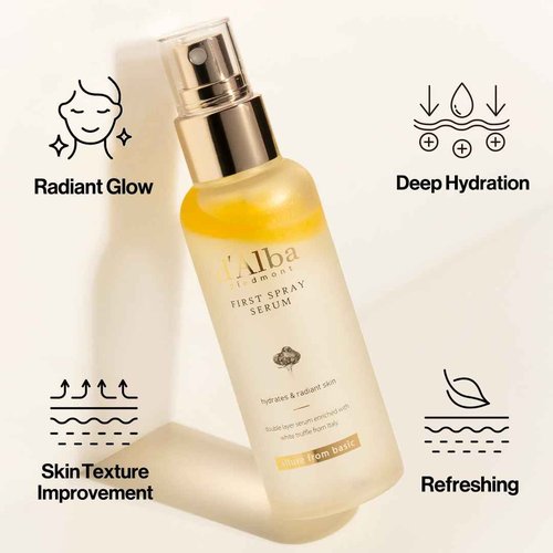 d'alba Piedmont White Truffle First Spray Serum and White Truffle Double Serum & Cream, Face Moisturizer, Non Comedogenic, Suitable for All Skin Types (100ml, 70g)