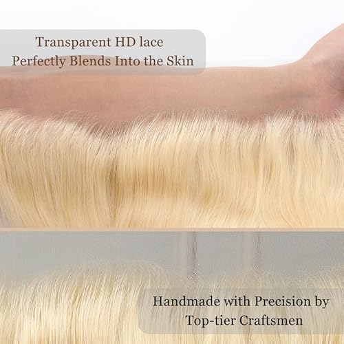 Pre-sewn 13x4 Frontal HD Lace with Elastic Cap ? Body Wave Human Hair Frontal with Baby Hair, Bleach & Dye Friendly, Beginner Friendly 14 Inch 613 Blonde
