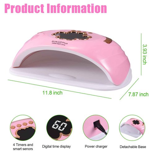 UV LED Nail Lamp for Two Hand, 248W Large Space UV Light for Nails,45 LED Beads and Professional Manicure Nail Lamp with Automatic Sensor (White)