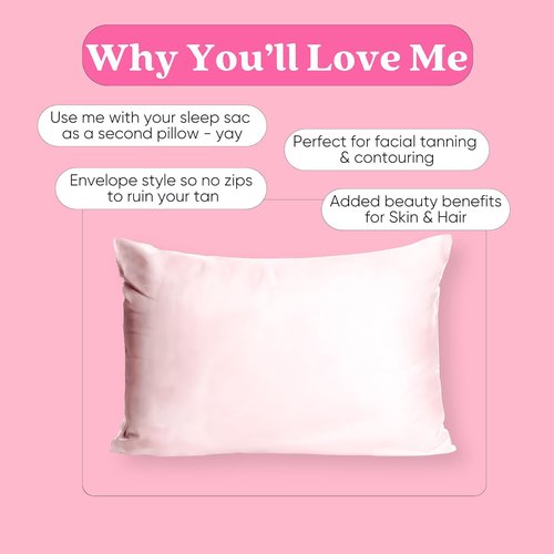 Tan Fan Self Tan Sleep Sac for Dark Tanner + Pillowcase - Keep Sheets + Pillows Clean from Self Tanner Stains - 100% Cooling Silky Poly - Won’t Rub or Absorb Tanning Lotion - Lightweight Breathable