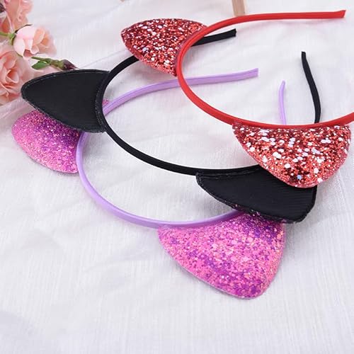 Cat Ear Headband Party Favors Cosplay Halloween Hairband Festival Hair Accessories for Women Holiday Headbands for Girls Christmas Headband Costume Glitter Ears Costume Headwear Halloween Head Bands