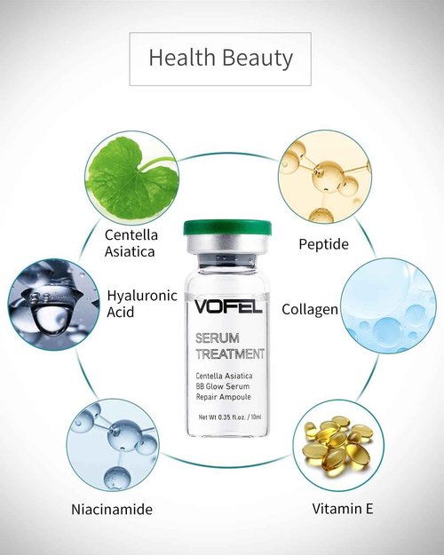 VOFEL Centella Asiatica Serum for Face with Hyaluronic Acid Repair and Centella Serum for Face Moisturizer 0.35 oz 4 Vials Serum Ampoule Set (4pc repair kit)