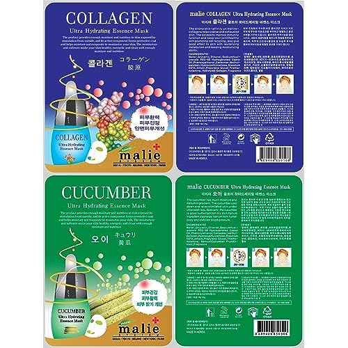 100 Pcs-Combo Ultra Hydraiting Essence Mask (10 types x 10 pcs), Korean Facial Mask Sheet, Skincare Moisturizing